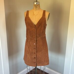 Free People -SZ 0  Brown Leather Cow Leather Suede  Abbie Western Mini Dress